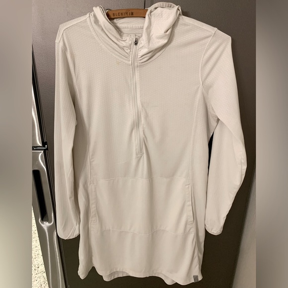 L.L. Bean Swim Ll Bean Ivory Sand Beach Cover Up Hooded Tunic 4 Zip